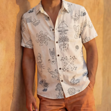 Model wearing Desert Martians  Vagabond Button up outdoors