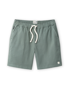 Baja Llama Too Easys seafoam green stretch cotton shorts with elastic waistband and drawstring.
