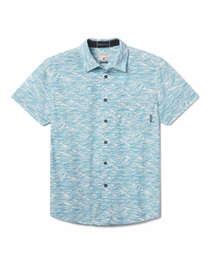 Roll Tides 7-Seas button-down shirt, light blue wave print summer apparel