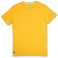 Baja Llama Solid Mustard Slub Pima Tee – Mustard yellow crewneck T-shirt made from ultra-premium Peruvian cotton with textured slub finish – Lightweight, breathable, and eco-friendly casual wear for men – Displayed flat with visible woven neck label and signature Sloth Llama patch near hem