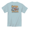 Bus Experience graphic tee by Baja Llama. Light teal tee with a retro bus design. Soft fabric and relaxed fit, perfect for laid-back, adventurous style.