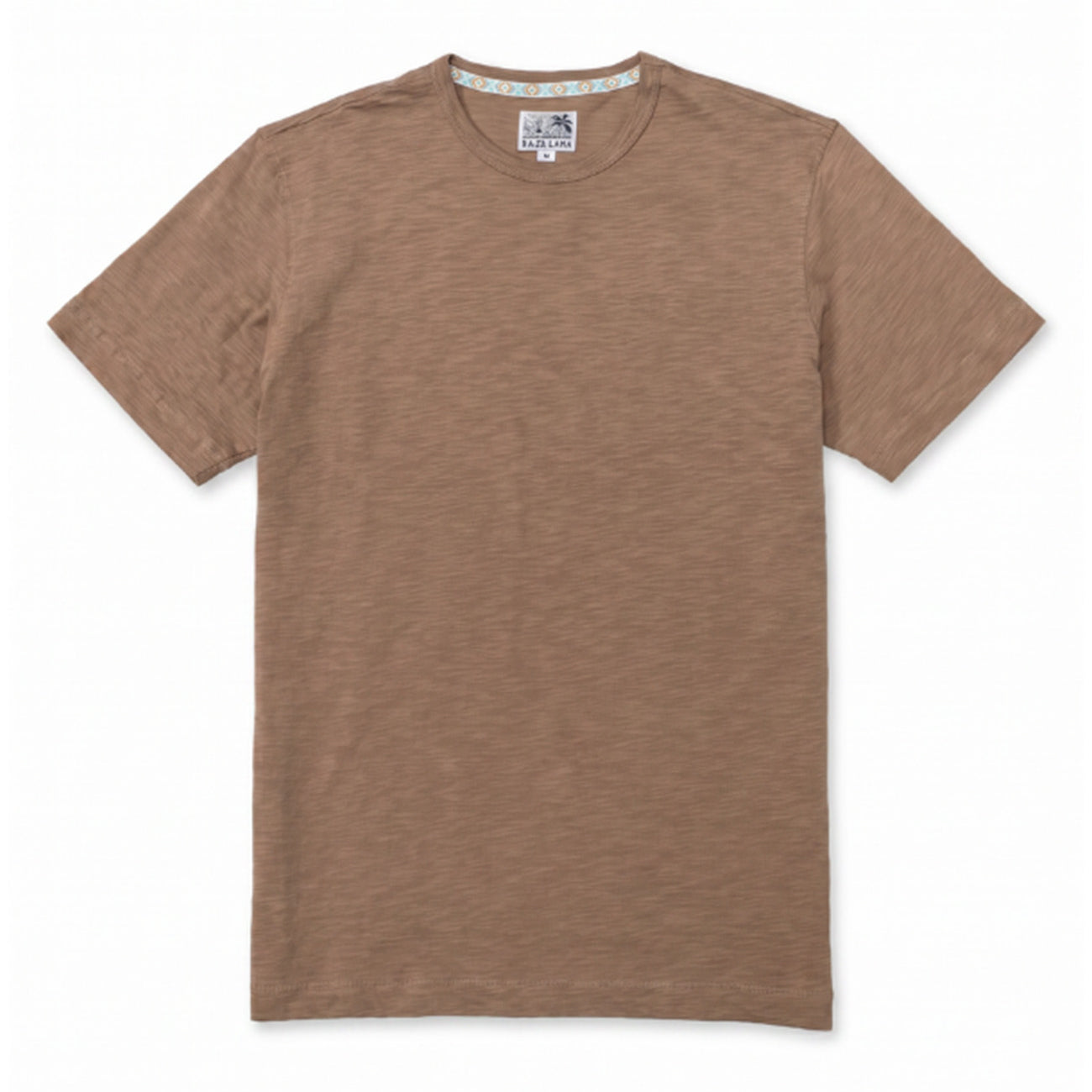Solid Scorched Brown Pima Slub Tee flat lay view with crew neck by Baja Llama