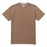 Solid Scorched Brown Pima Slub Tee flat lay view with crew neck by Baja Llama