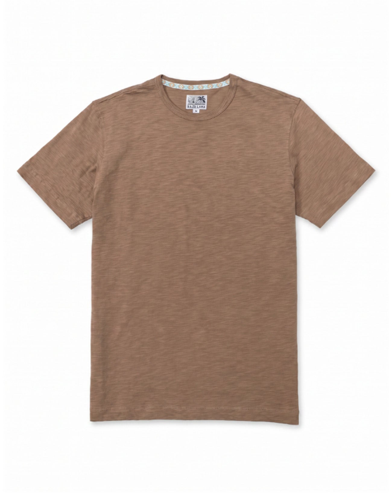 Solid Scorched Brown Pima Slub Tee flat lay view with crew neck by Baja Llama
