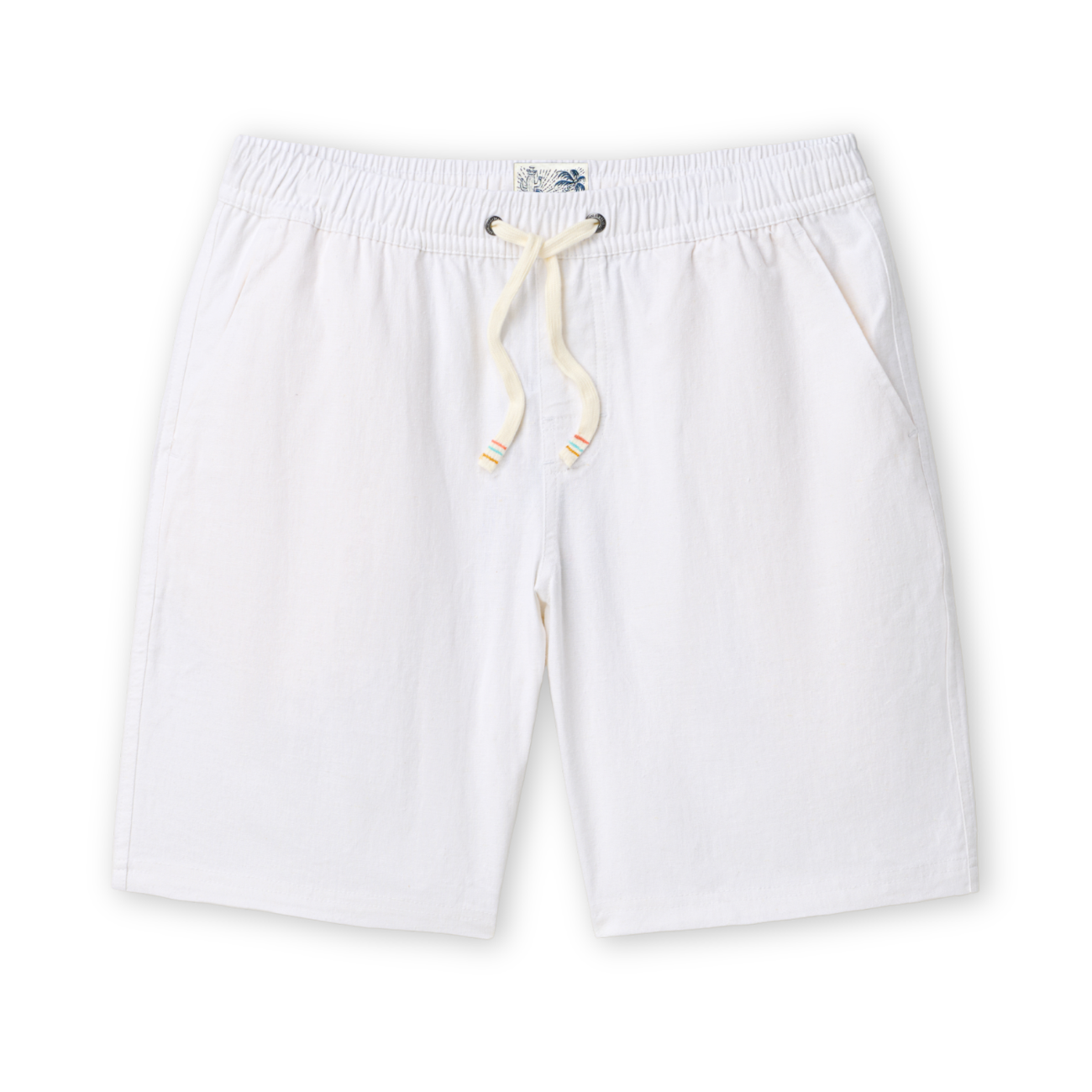 White shorts with a drawstring on a white background