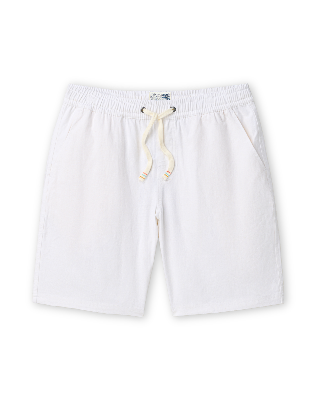 White shorts with a drawstring on a white background