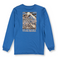 Baja Llama blue long sleeve tee with a bold back graphic of mountains, waves, and palm trees. Soft cotton perfect for cool adventures.