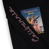 Baja Llama black long sleeve tee featuring a bold retro photo graphic with “California Gold” text. Vintage-inspired design with attitude.