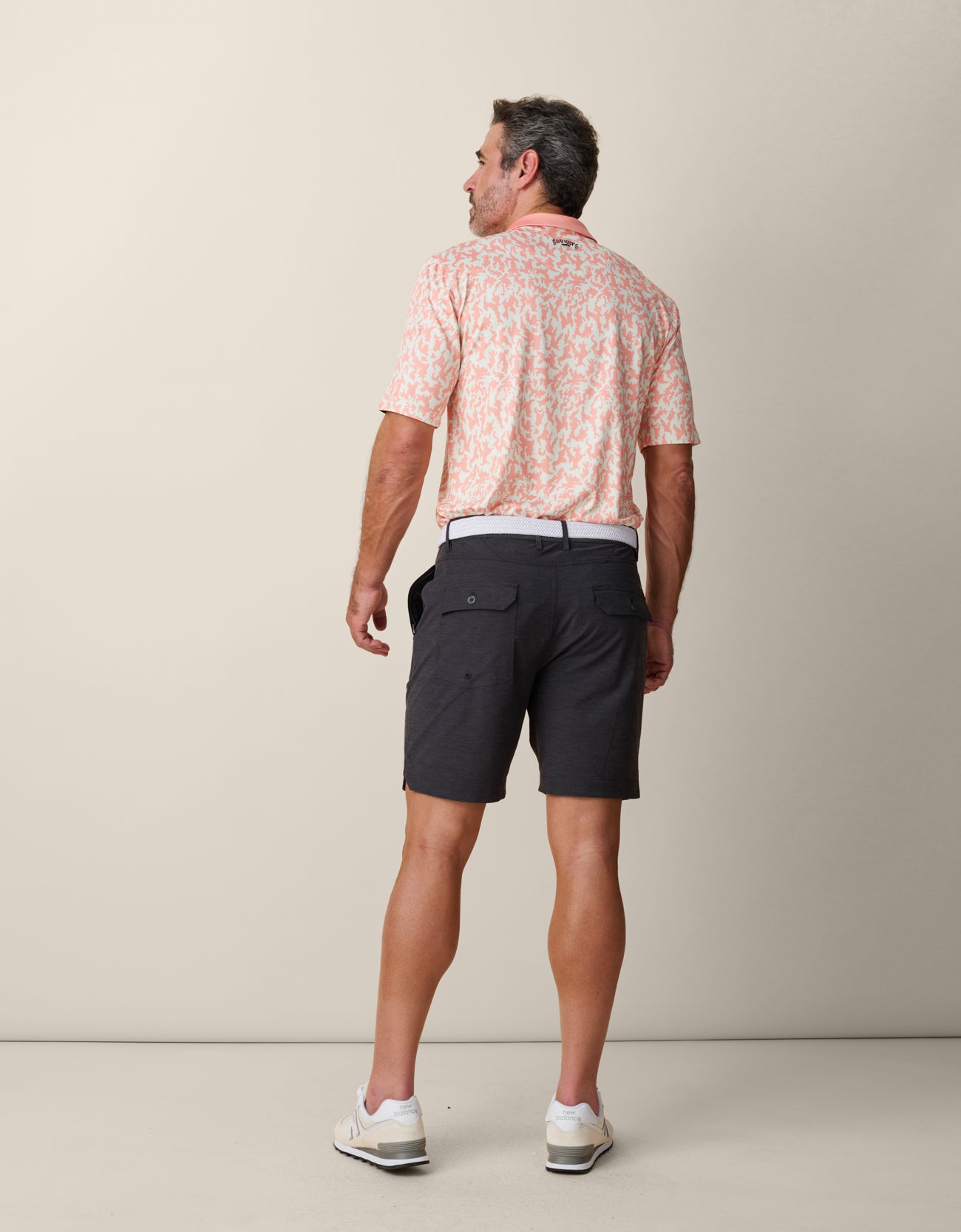 Orange tropical golf polo lightweight fabric
