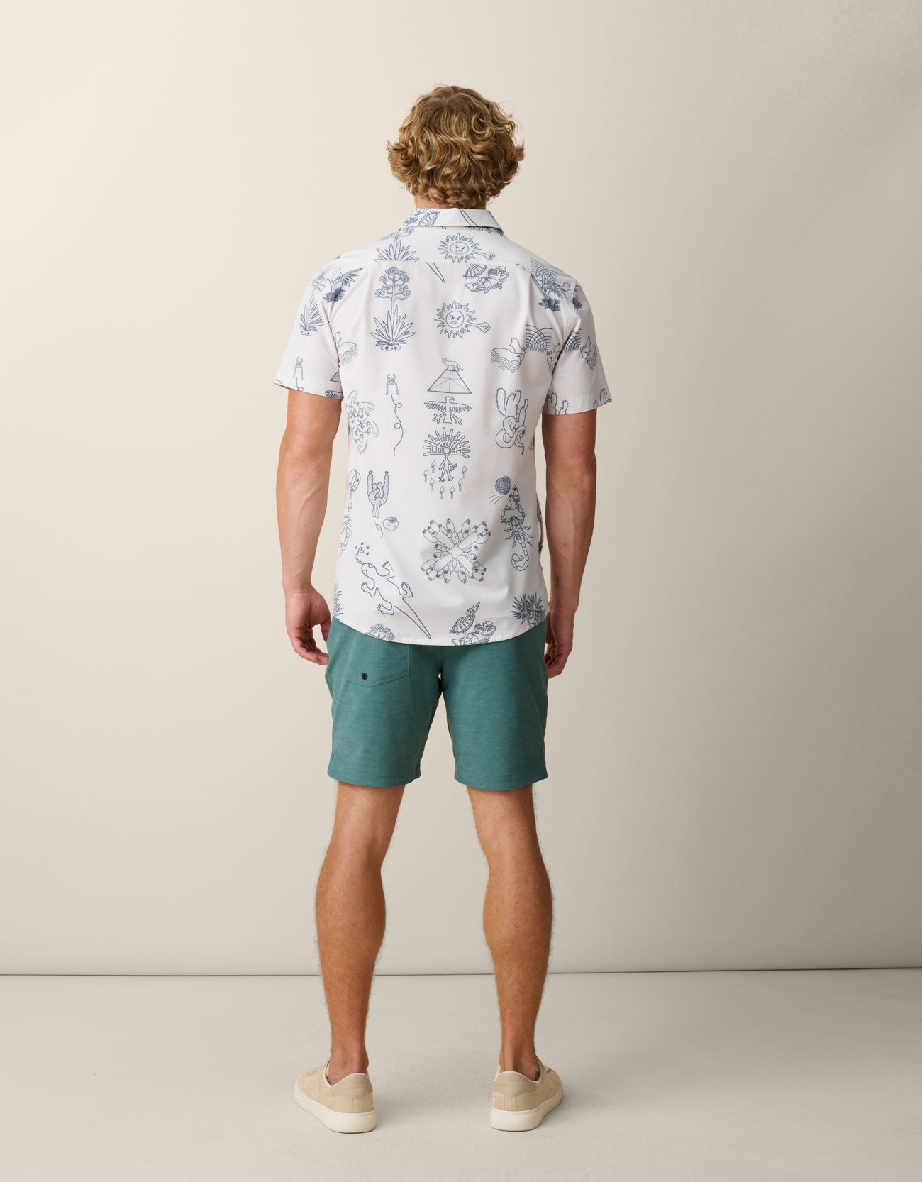 Men’s resort button-up shirt desert-inspired artwork