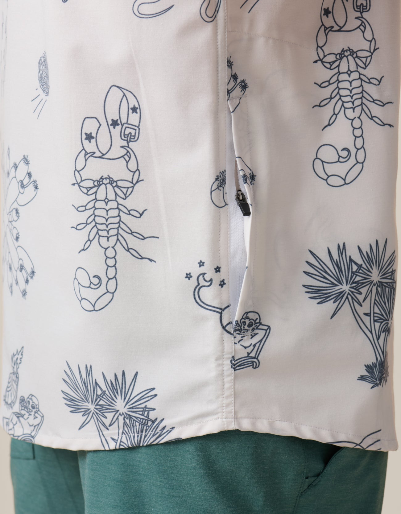 Premium desert print button up with hidden zip pocket