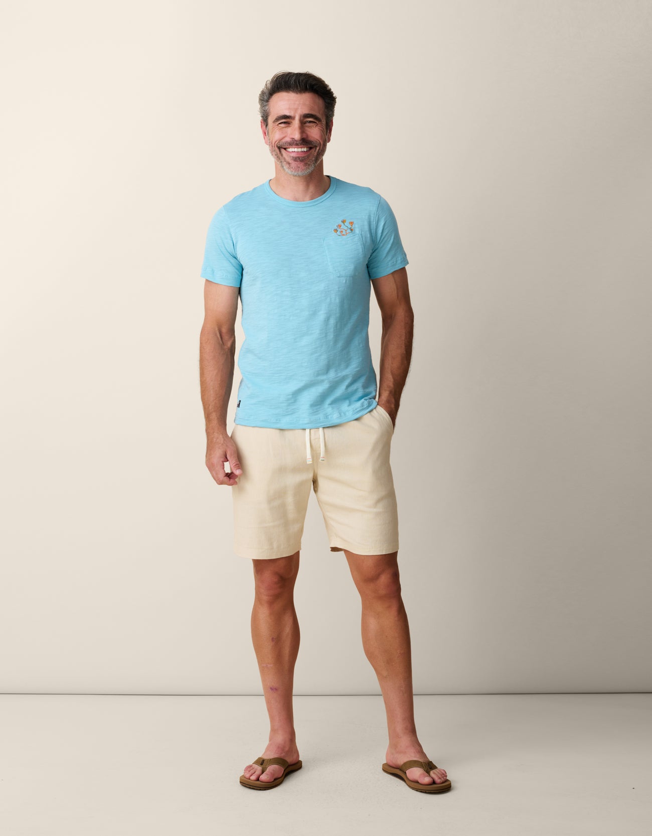 El Sativo Cacti Embroidered Tee – Porcelain Blue Front View