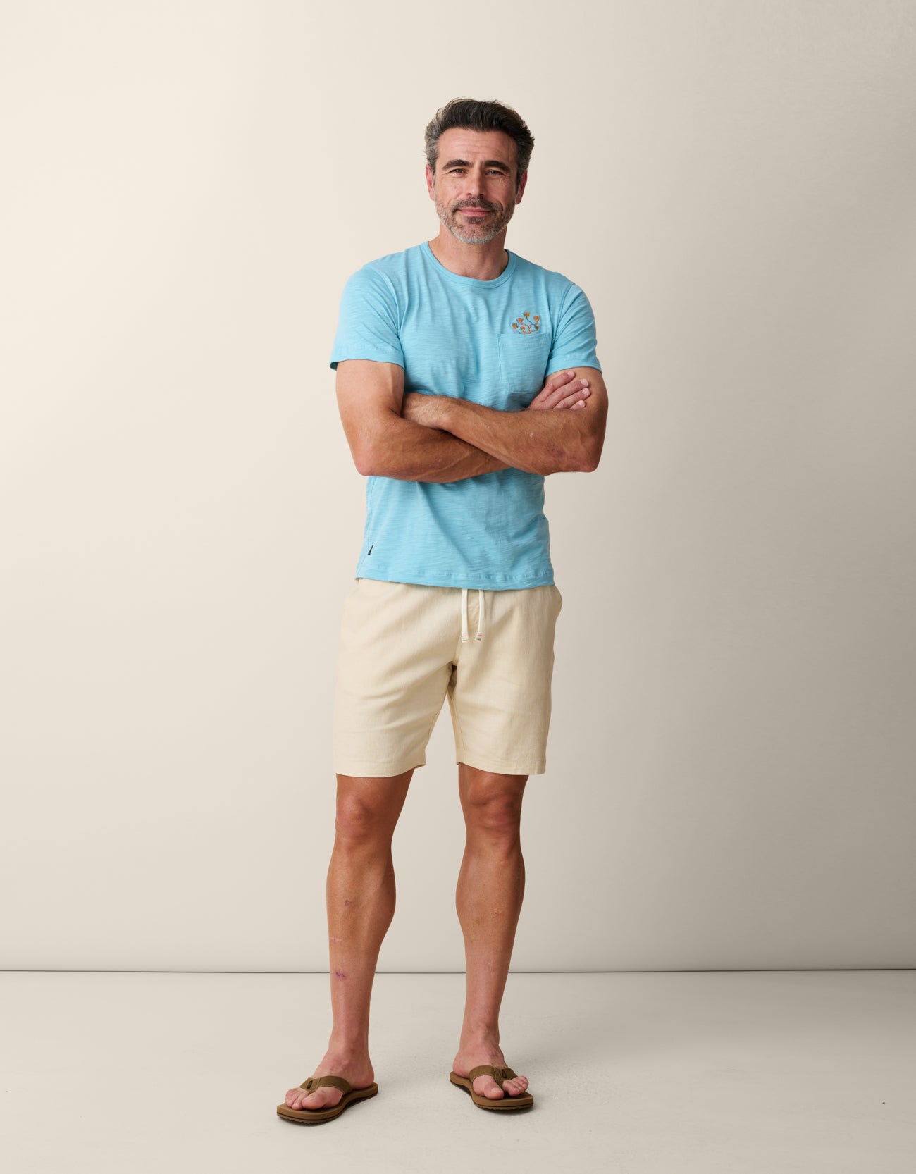 Men’s Pima Cotton Slub Shirt with Cactus Embroidery