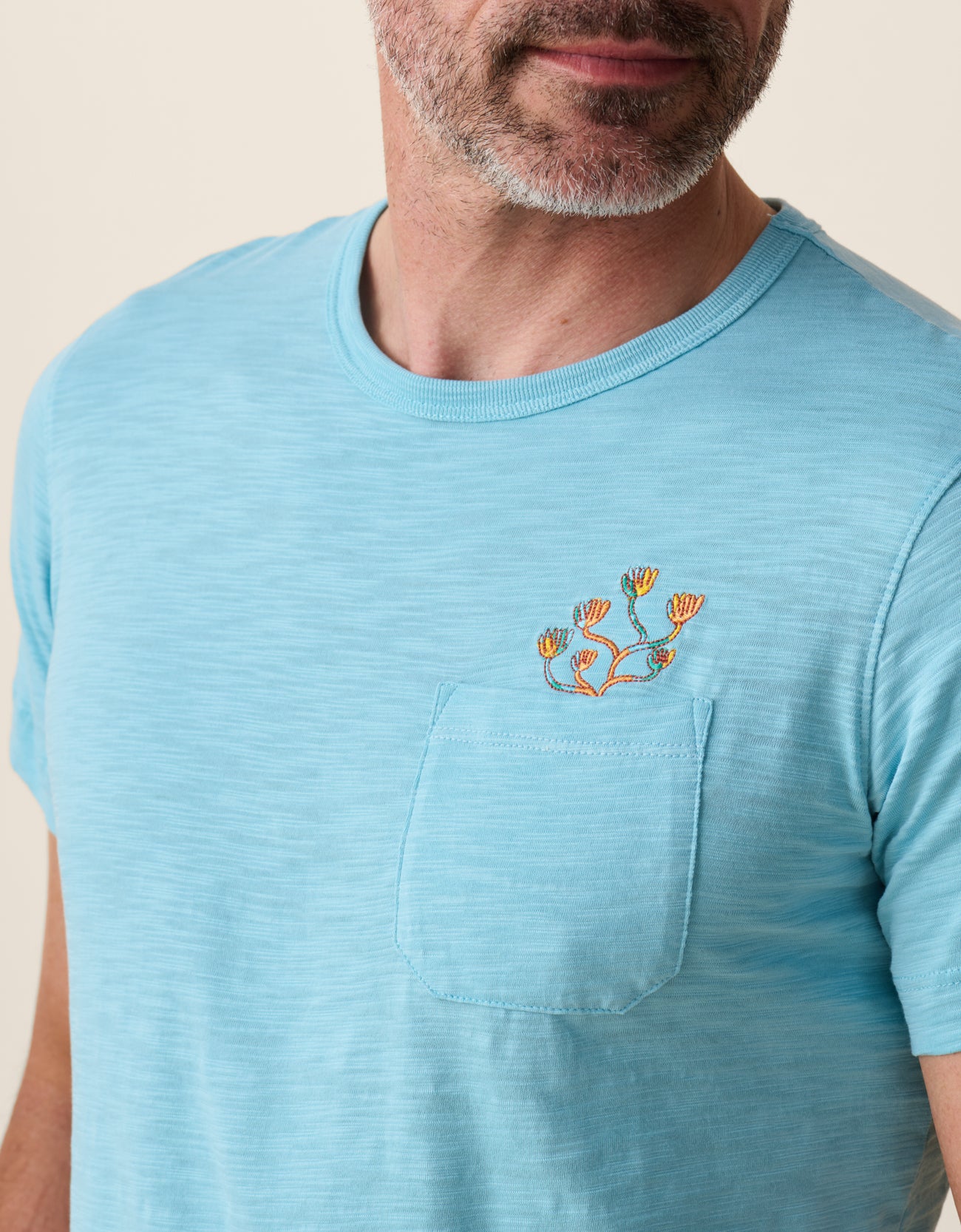 Close-Up Cactus Embroidery Detail on Chest Pocket