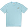 Front flat-lay view of the Baja Llama El Sativo Cacti Pima Slub Pocket Tee, featuring a light porcelain blue crewneck t-shirt with a left chest pocket topped with a small embroidered orange and green cactus graphic.