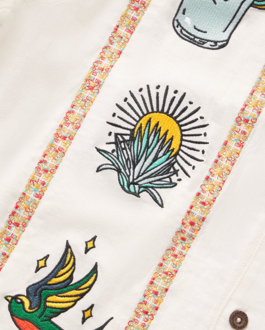 Baja Llama One Off Collection guayabera shirt with custom embroidery