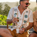 Men’s breathable viscose linen guayabera button up for beach weddings and vacations