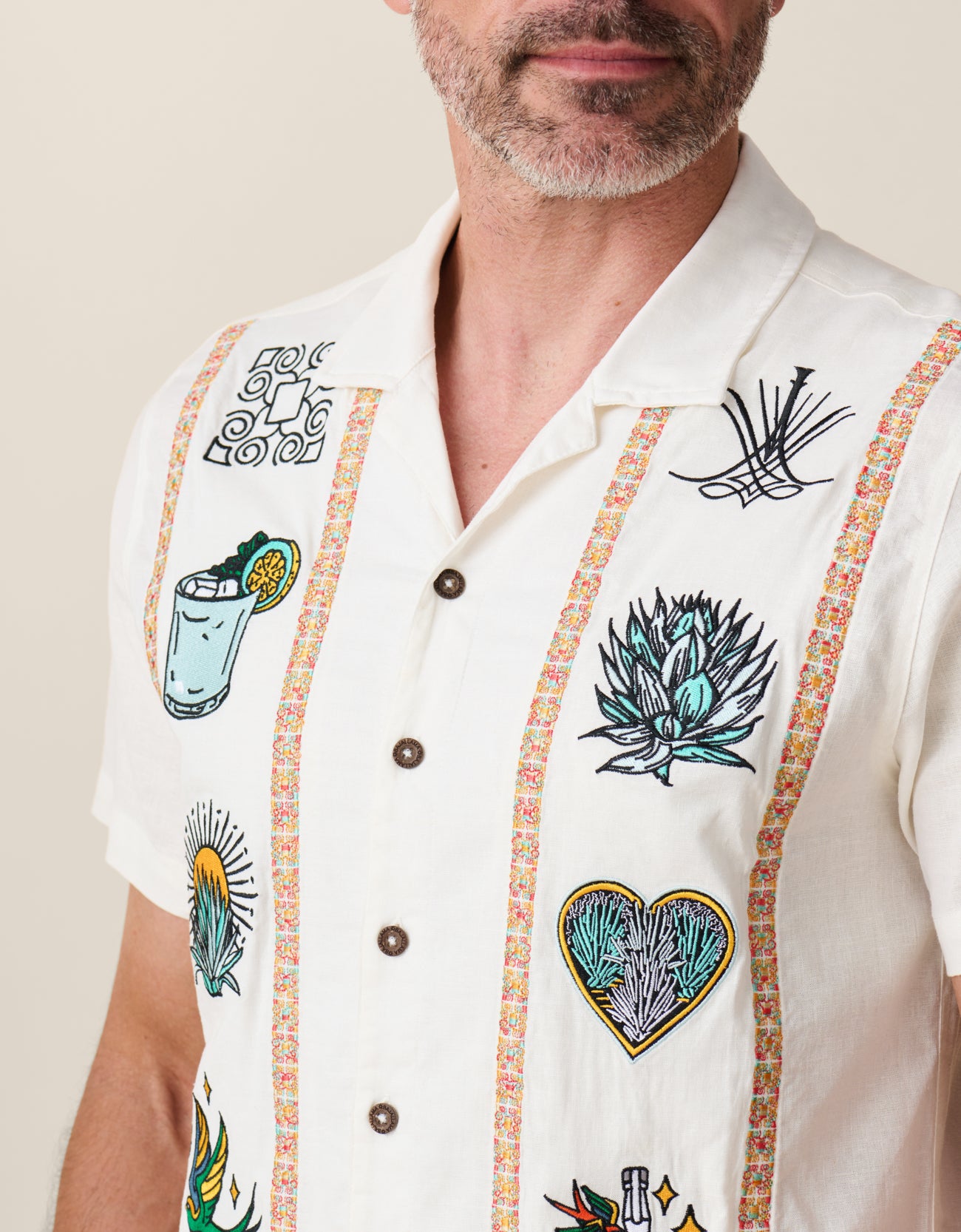 Baja Llama One Off Collection guayabera shirt with custom embroidery