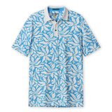 Men’s blue tropical performance golf polo front view
