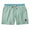 Solid green men's volley shorts featuring a logo-size print of buffalo in an officer's suit.
