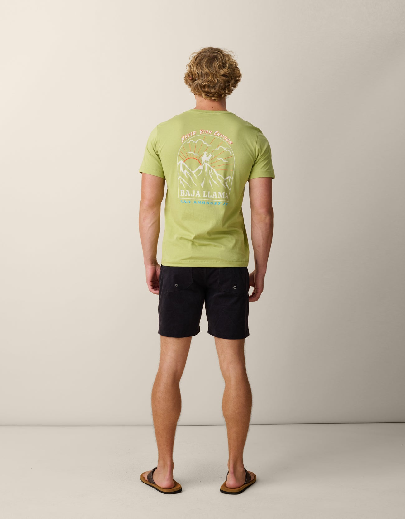 Never High Enough green graphic tee men
