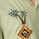 Baja Llama Oasis Geometry shirt with palms and floral embroidery
