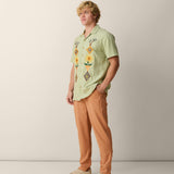 Men’s breathable embroidered shirt inspired by desert oasis textiles