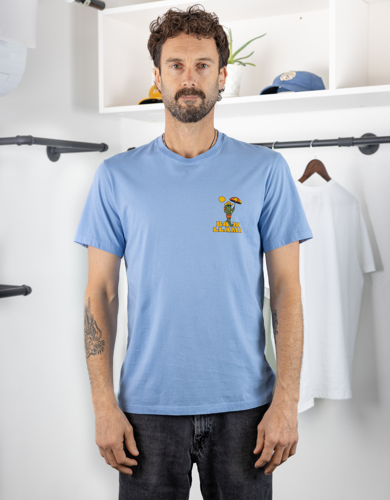 Everyday cotton graphic tee men blue

