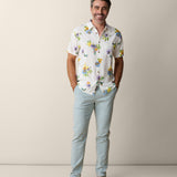 Men’s floral printed button-up true to size fit
