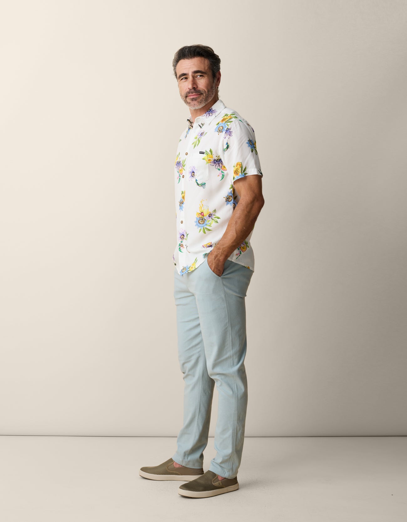 Nighthawk viscose button-up shirt floral print