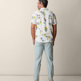 Men’s travel-ready button-up shirt with floral pattern