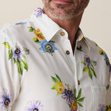Baja Llama floral button-up fabric close-up
