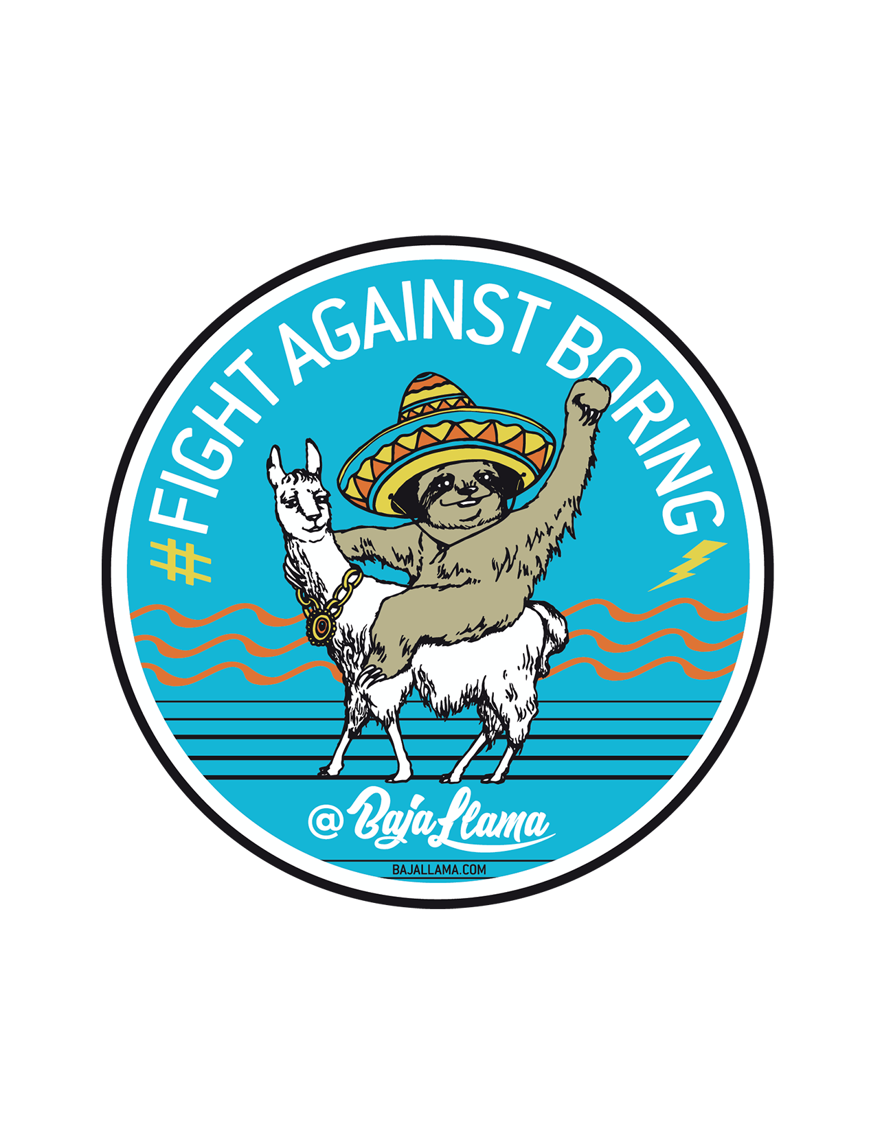 Fight Against Boring Sloth Llama Sticker