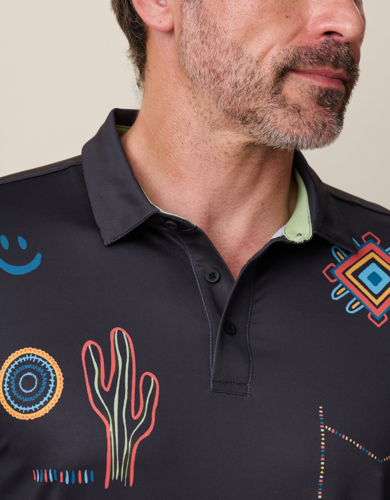 Premium golf apparel with desert symbols