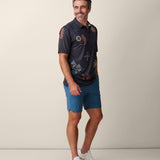 Modern tailored fit golf polo bold geometric print