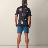 Lightweight stretch golf polo with desert artwork