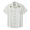 White short-sleeve shirt with bee embroidered designs on a white background