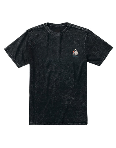 Baja Llama black acid washed boring logo with monkey peruvian cotton graphic t-shirt
