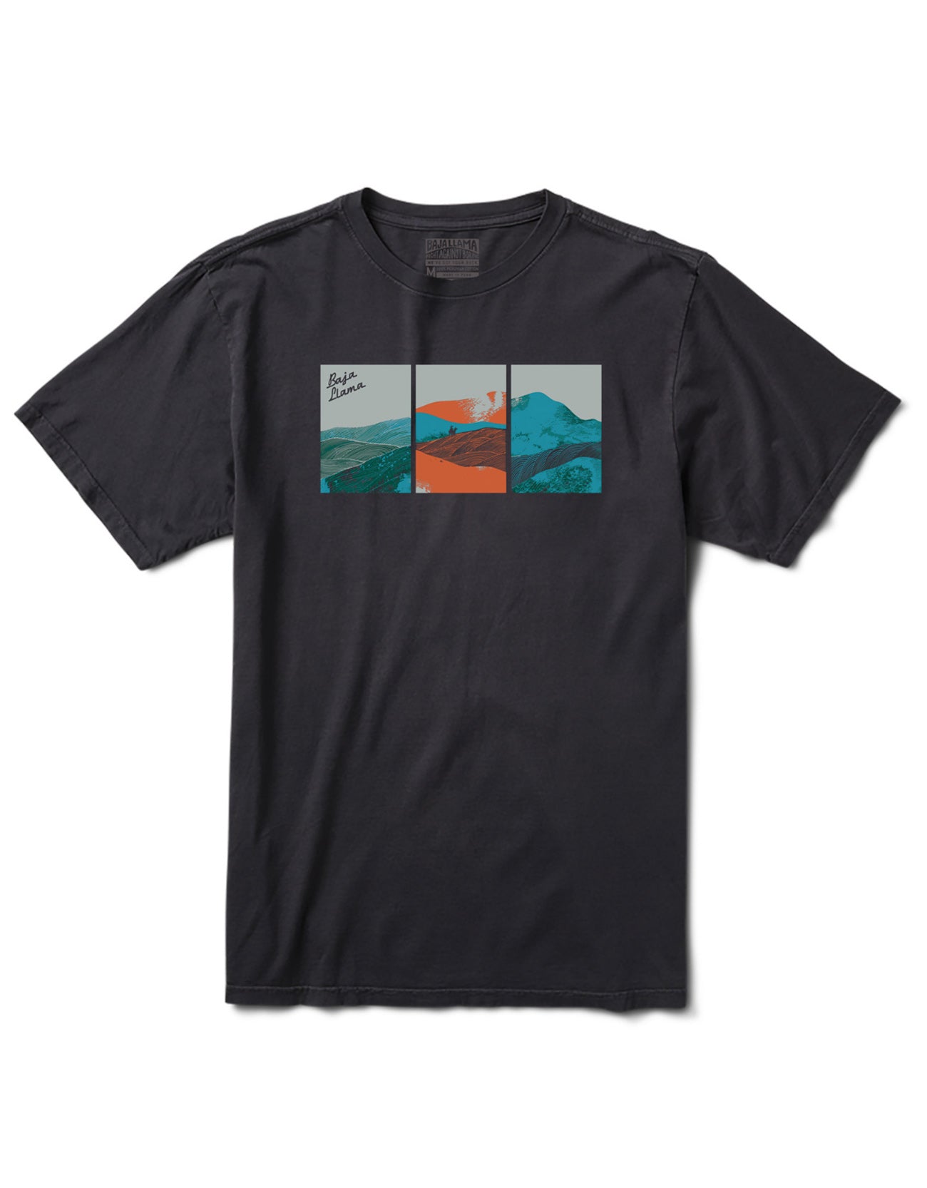 Baja Llama black mountain peruvian cotton graphic t-shirt