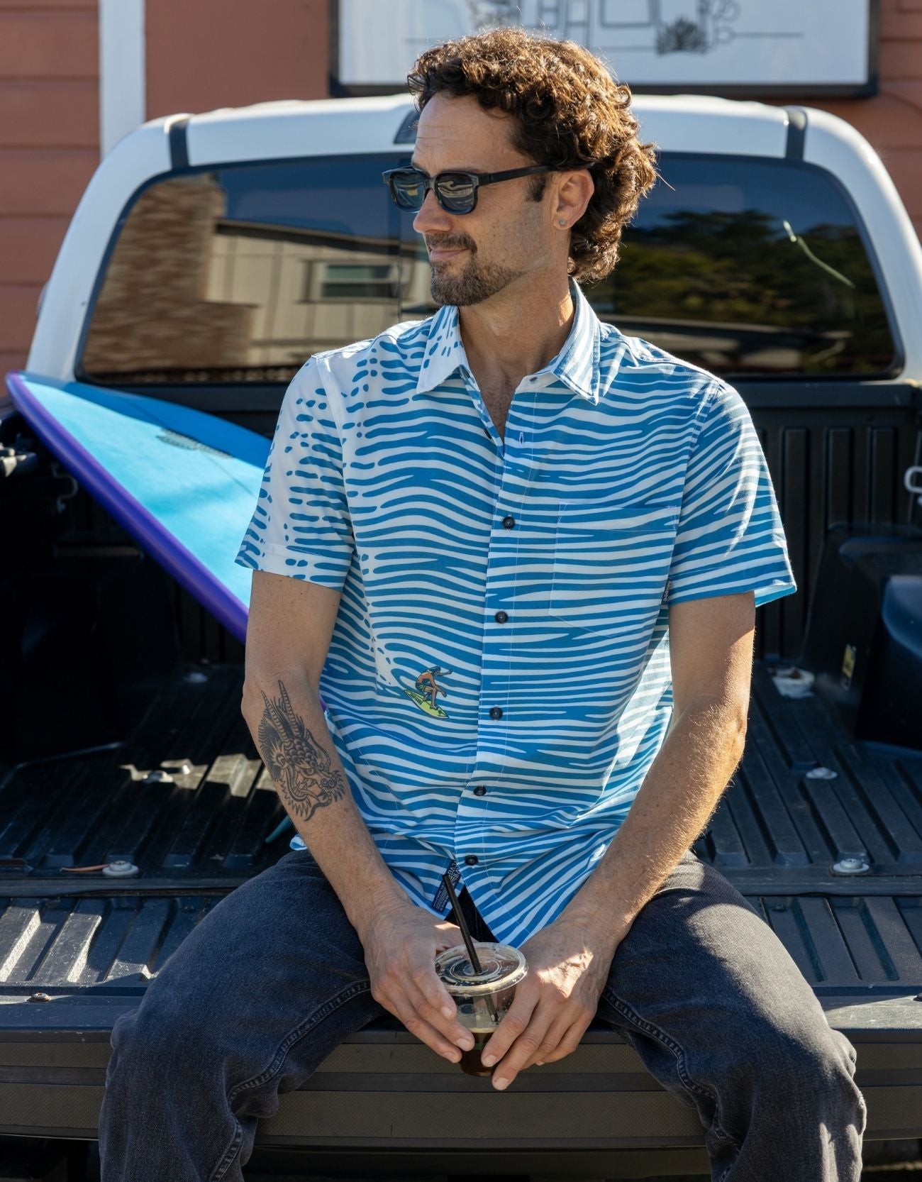 100 Foot Wave Short Sleeve Button Up Shirt – Bajallama