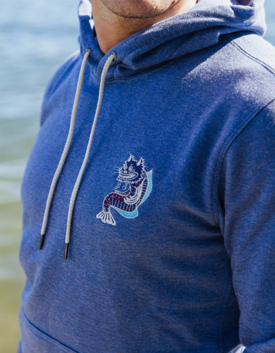 Blue Catfish embroidered organic cotton hoodie