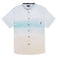 Light blue watercolor gradient button up featuring Bahamas's sandy pink beaches