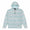 Front view of the Baja Llama Blue Paamul Poncho, a mid-weight hooded pullover made from striped French terry fabric.