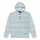 Front view of the Baja Llama Blue Paamul Poncho, a mid-weight hooded pullover made from striped French terry fabric.