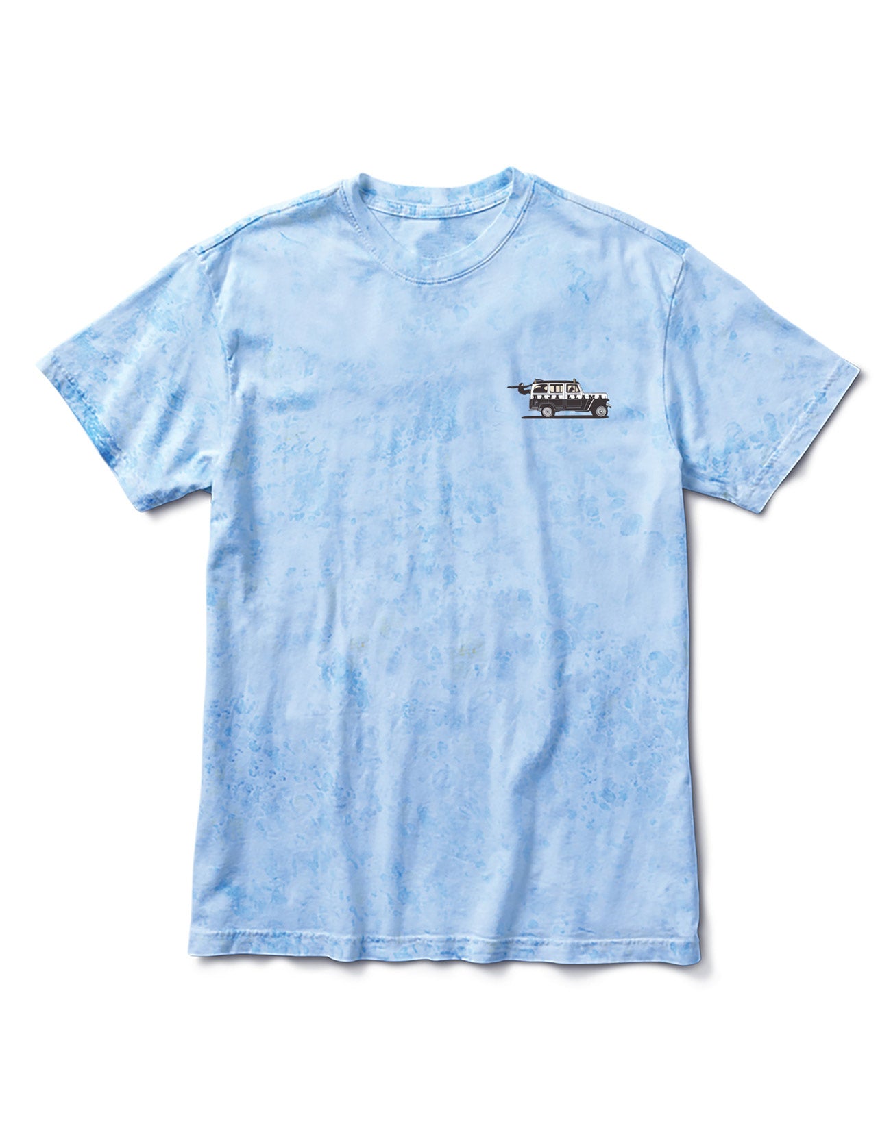 Baja Llama blue tie dyed 100% Peruvian cotton shirt - Go Fast Road Trip print.