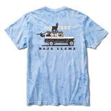 Baja Llama blue tie dyed 100% Peruvian cotton shirt - Go Fast Road Trip print.