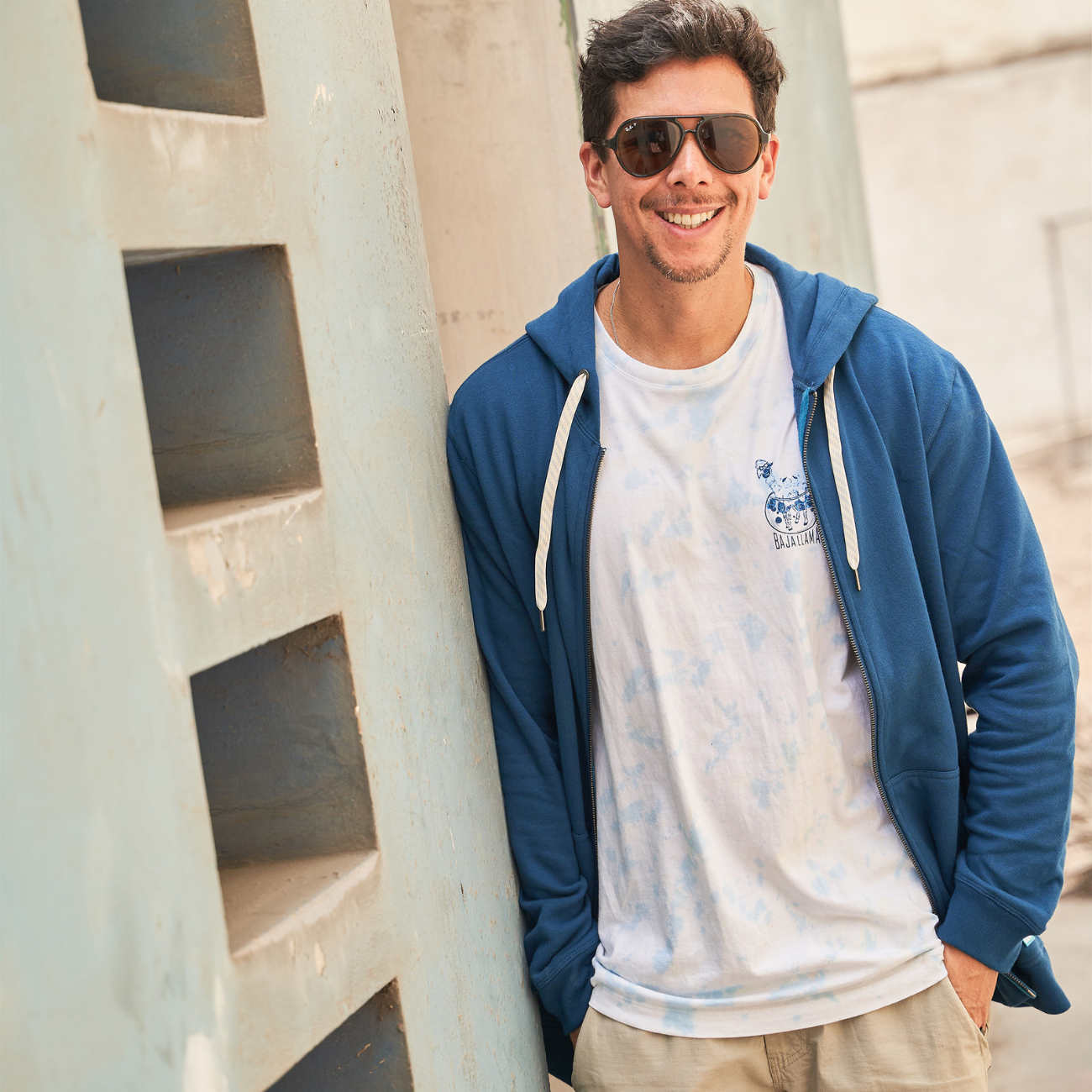 Baja Llama's Concourse Full Zip-Up Hoodie | Baikal Blue Baja Llama's Concourse Full Zip-Up Hoodie | Baikal Blue