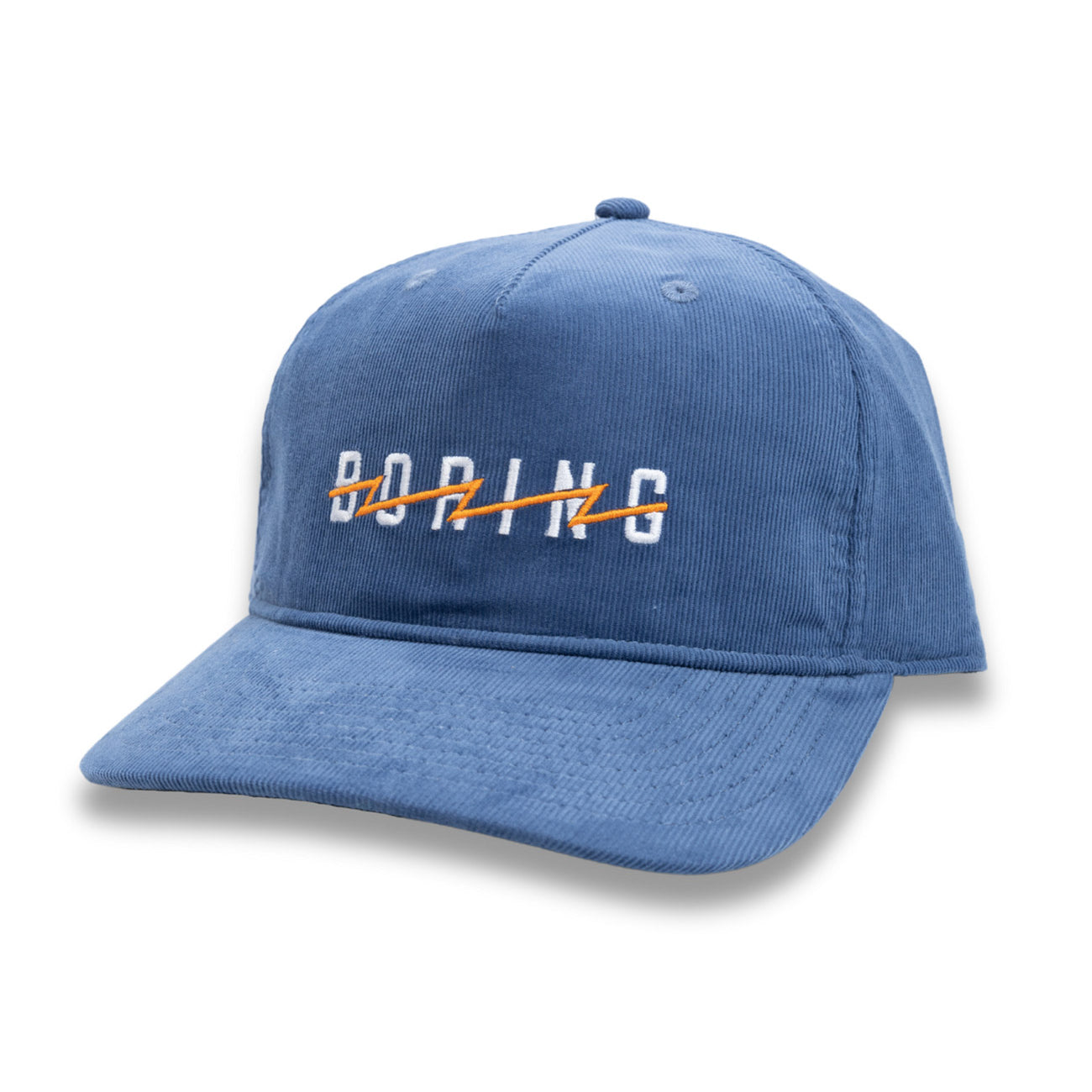 Blue Boring logo embroidered corduroy hat