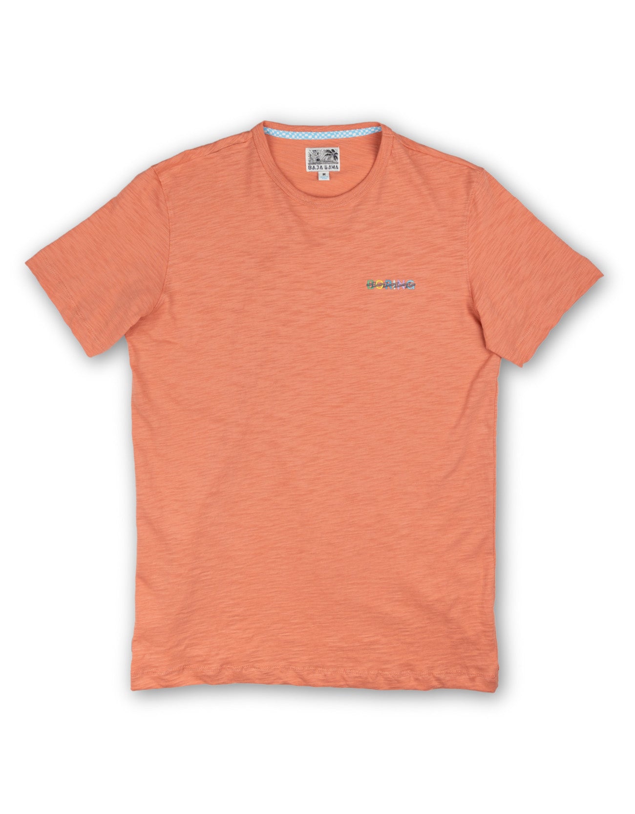 Lightweight burnt orange slub tee with a small embroidered detail. Soft, breathable fabric for all-day comfort.