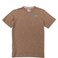 Front flat-lay view of the Baja Llama La Republica Embroidered Pima Slub Pocket Tee, featuring a brown crewneck t-shirt with a left chest pocket topped with an embroidered teal and orange banana palm tree.